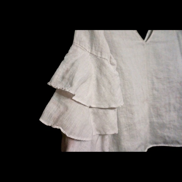 Zara white ruffled too long sleeve - Picture 2 of 4